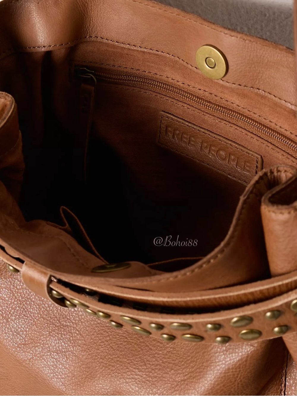 NWT Free People Embellished Belt Bucket Crossbody Bag Leather Studded - Picture 5 of 14